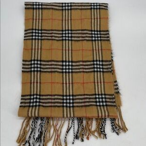 100% Cashmere Made In Scotland Plaid Scarf With Fringe Women